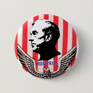 Badge Rond 5 Cm Bouton de Ron Paul Eagle et de rayures