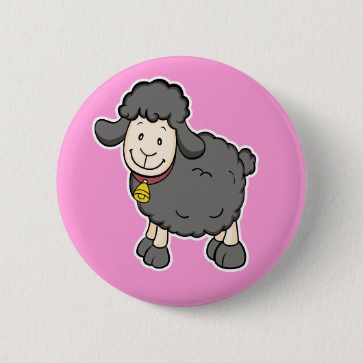 Badge Rond 5 Cm Bouton de rose de moutons noirs (Devant)