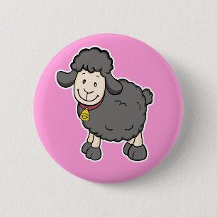 Badge Rond 5 Cm Bouton de rose de moutons noirs