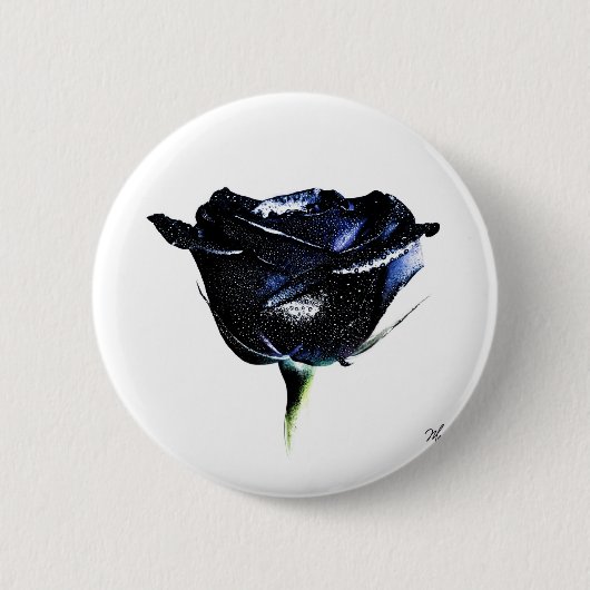 Badge Rond 5 Cm Bouton de rose de noir (Devant)