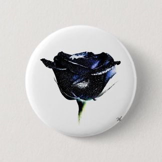 Badge Rond 5 Cm Bouton de rose de noir
