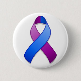 Badge Rond 5 Cm Bouton de ruban de sensibilisation bleu et violet