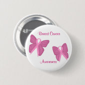 Badge Rond 5 Cm Bouton de rubans de papillon de cancer du sein (Devant & derrière)