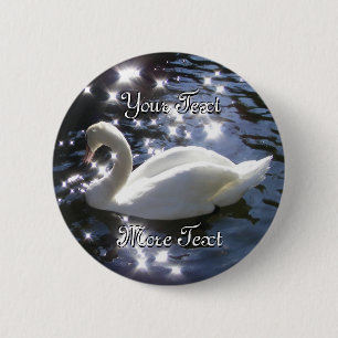 Badge Rond 5 Cm Bouton de scintillement de cygne