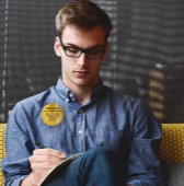 Badge Rond 5 Cm Bouton de sclérose multiple de papillon d'or