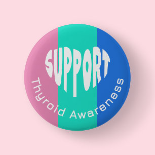Badge Rond 5 Cm Bouton de sensibilisation à la thyroïde bleu, sarc