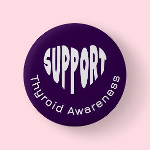 Badge Rond 5 Cm Bouton de sensibilisation à la thyroïde violette