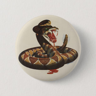 Badge Rond 5 Cm Bouton de serpent à sonnette