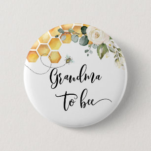 Badge Rond 5 Cm Bouton de shower de bébé Grand-mère à abeille