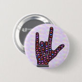 Badge Rond 5 Cm Bouton de signe de main d'amour (Devant & derrière)