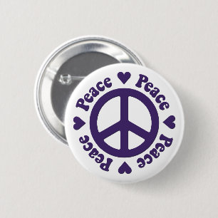 Badge Rond 5 Cm Bouton de signe de paix violet
