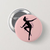 Badge Rond 5 Cm Bouton de silhouette de ballerine de Prima (Devant & derrière)