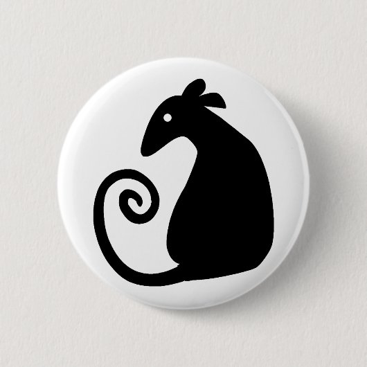 Badge Rond 5 Cm Bouton de silhouette de rat (Devant)