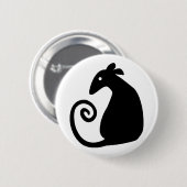 Badge Rond 5 Cm Bouton de silhouette de rat (Devant & derrière)