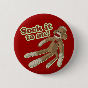 Badge Rond 5 Cm Bouton de singe de chaussette