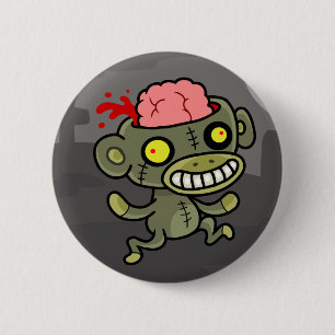 Badge Rond 5 Cm Bouton de singe de zombi