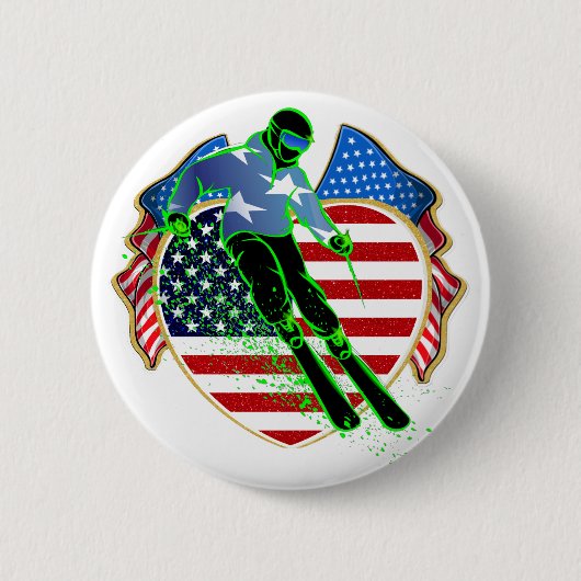 BADGE ROND 5 CM BOUTON DE SKI USA (Devant)