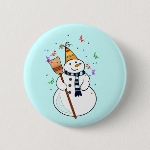 Badge Rond 5 Cm Bouton de Snowman