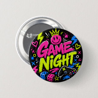 Badge Rond 5 Cm Bouton de soirée jeu de société graffiti néon auda
