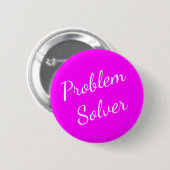 Badge Rond 5 Cm Bouton de solveur de problème Magenta White (Devant & derrière)