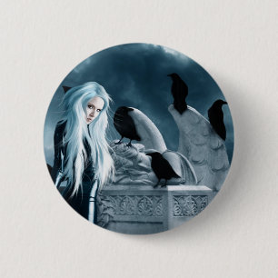 Badge Rond 5 Cm Bouton de sorcière de corneille