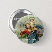 Badge Rond 5 Cm Bouton de St Christopher (Devant & derrière)