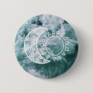 Badge Rond 5 Cm Bouton de Sun et de lune