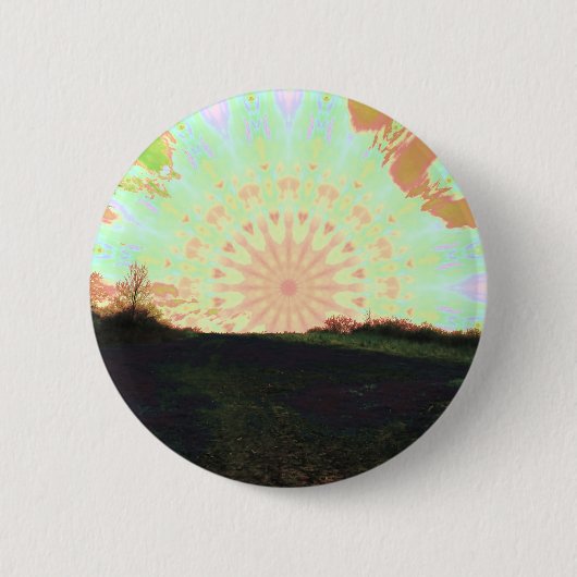Badge Rond 5 Cm Bouton de Sunset Hill psychédélique, bienheureux (Devant)