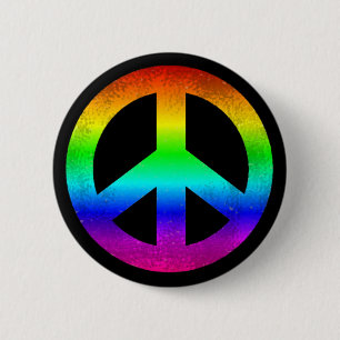 Badge Rond 5 Cm Bouton de symbole de paix d'arc-en-ciel