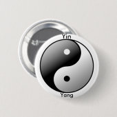 Badge Rond 5 Cm Bouton de symbole de Yin Yang (noir) (Devant & derrière)