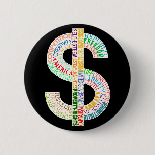 Badge Rond 5 Cm Bouton de symbole dollar