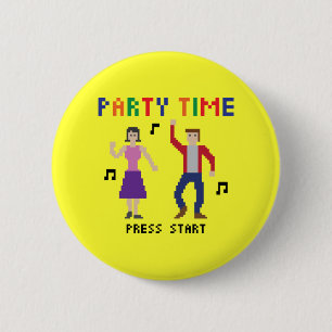 Badge Rond 5 Cm Bouton de temps de partie d'art de pixel