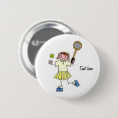 Badge Rond 5 Cm Bouton de tennis de filles (Devant & derrière)