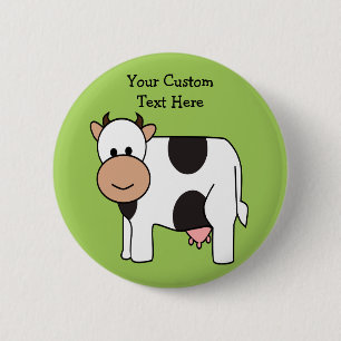 Badge Rond 5 Cm Bouton de texte personnalisé Illustration de vache