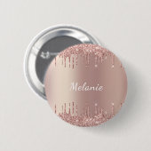 Badge Rond 5 Cm Bouton de texte rose Gold Parties scintillant Spar (Devant & derrière)