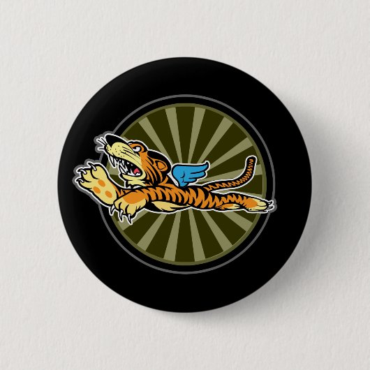 Badge Rond 5 Cm Bouton de tigre de vol (Devant)