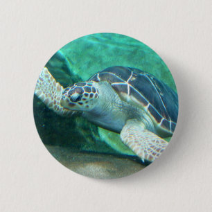 Badge Rond 5 Cm Bouton de tortue de mer verte