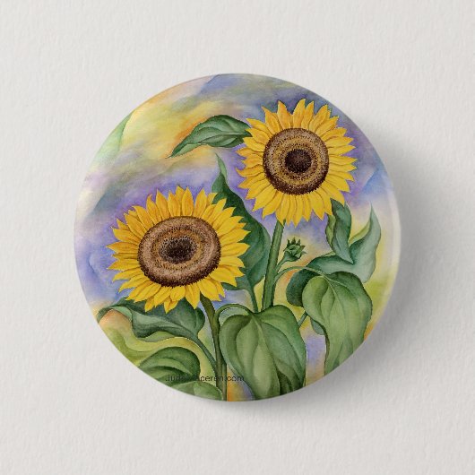 BADGE ROND 5 CM BOUTON DE TOURNESOL (Devant)