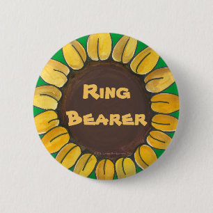 Badge Rond 5 Cm Bouton de tournesol de porteur d'alliances