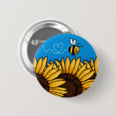 Badge Rond 5 Cm bouton de tournesol de traînée d'abeille (Devant & derrière)