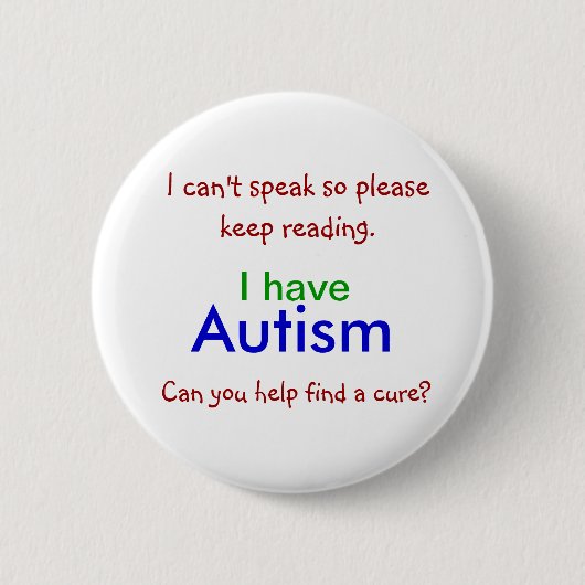 Badge Rond 5 Cm Bouton de traitement d'autisme (Devant)