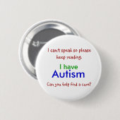 Badge Rond 5 Cm Bouton de traitement d'autisme (Devant & derrière)