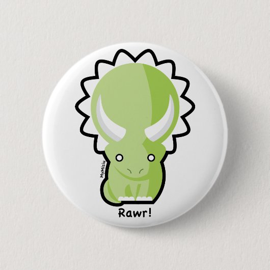 Badge Rond 5 Cm Bouton de Triceratops (Devant)