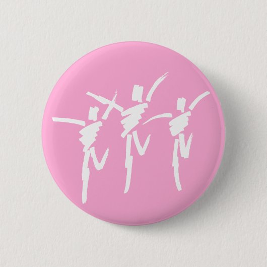 Badge Rond 5 Cm Bouton de trio de la danse de pointe en rose (Devant)