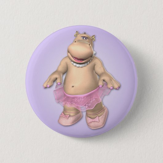 Badge Rond 5 Cm Bouton de tutu d'hippopotame (Devant)