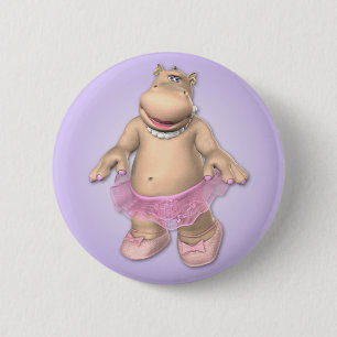 Badge Rond 5 Cm Bouton de tutu d'hippopotame