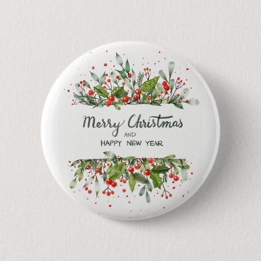 Badge Rond 5 Cm Bouton de vacances Holly Berries (Devant)