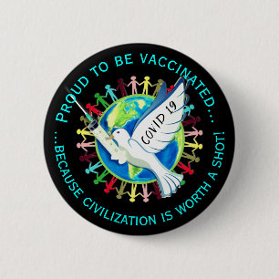 Badge Rond 5 Cm Bouton de vaccination 19 du virus Covid