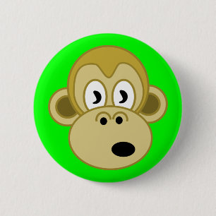 Badge Rond 5 Cm Bouton de visage de singe - vert