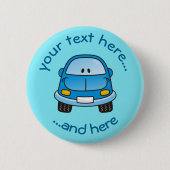 Badge Rond 5 Cm Bouton de voiture de dessin bleu (Devant)